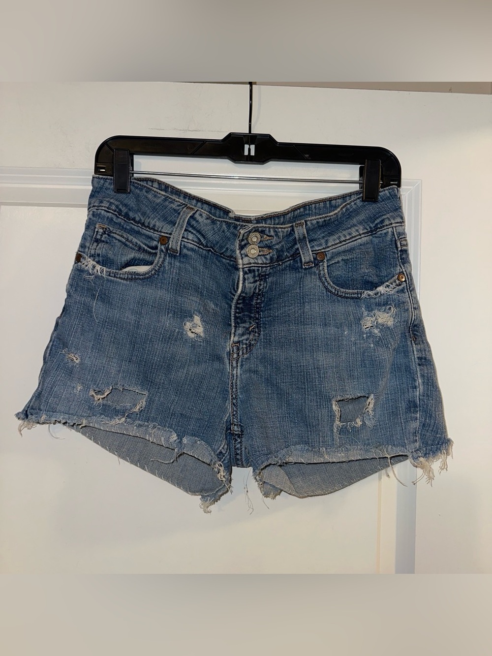 Levi's Light Blue Distressed Denim Shorts